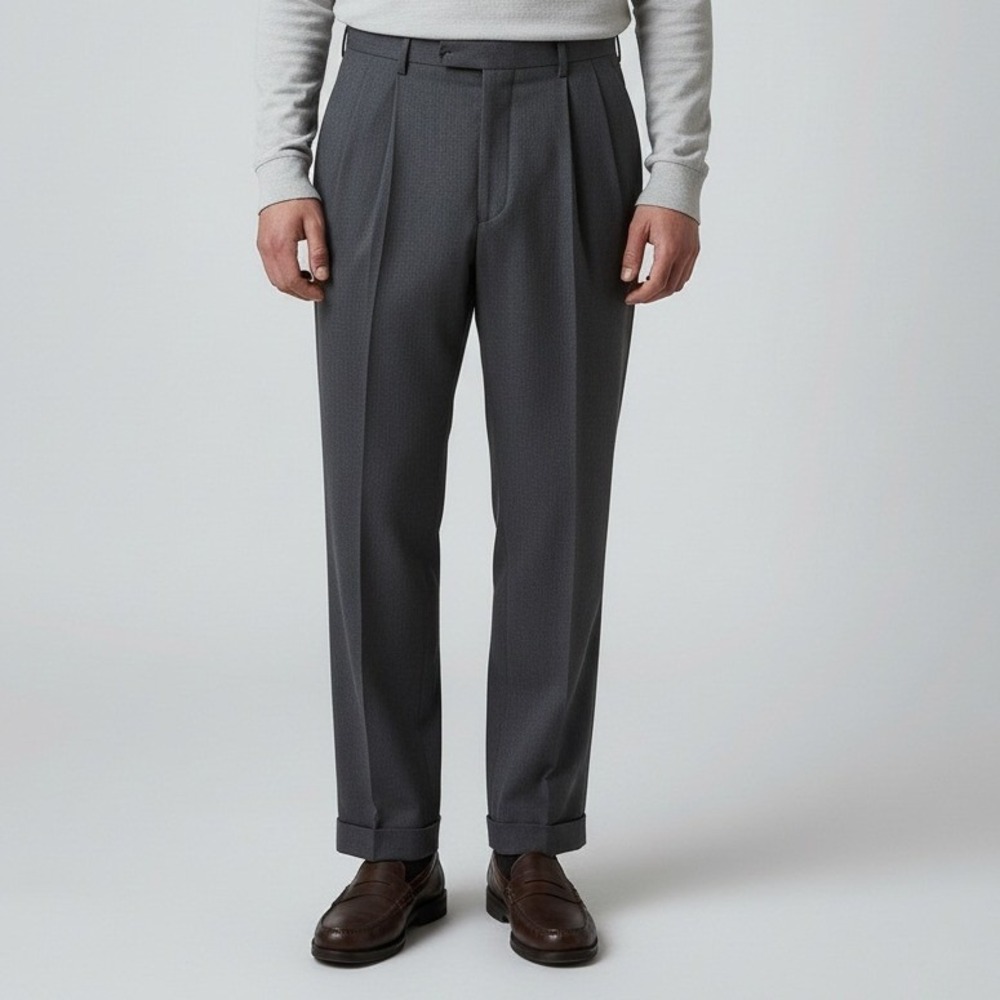 Dockers Dress Slacks Mens 37x31 Gray Double Pleated Cuffed Straight Leg Trousers